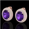 Image 1 : 8 CTW Amethyst & Micro Pave VS/SI Diamond Certified Earrings 14K Rose Gold - REF-141W8H - 20211