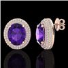 Image 2 : 8 CTW Amethyst & Micro Pave VS/SI Diamond Certified Earrings 14K Rose Gold - REF-141W8H - 20211