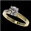 Image 1 : 0.97 CTW Certified H-SI/I Quality Diamond Solitaire Engagement Ring 10K Yellow Gold - REF-140F2M - 3