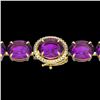 Image 1 : 78 CTW Amethyst & Micro Pave VS/SI Diamond Halo Bracelet 14K Yellow Gold - REF-256W8H - 22250