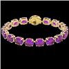 Image 2 : 78 CTW Amethyst & Micro Pave VS/SI Diamond Halo Bracelet 14K Yellow Gold - REF-256W8H - 22250