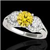 Image 1 : 1.7 CTW Certified Si Fancy Intense Yellow Diamond 3 Stone Ring 10K White Gold - REF-218W2H - 35347