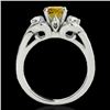 Image 2 : 1.7 CTW Certified Si Fancy Intense Yellow Diamond 3 Stone Ring 10K White Gold - REF-218W2H - 35347