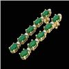 17.97 CTW Emerald & VS/SI Certified Diamond Tennis Earrings 10K Yellow Gold - REF-130T2X - 29479