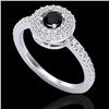 Image 2 : 0.80 CTW Micro VS/SI Diamond Designer Ring 18K White Gold - REF-59R5K - 20893