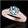 Image 1 : 1.5 CTW SI Certified Fancy Blue Diamond Solitaire Ring 10K Rose Gold - REF-169R3K - 34904