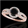 1.25 CTW Certified Vs Black Diamond Solitaire Halo Ring 10K Rose Gold - REF-57K5R - 34091