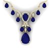 37.14 CTW Royalty Sapphire & VS Diamond Necklace 18K Yellow Gold - REF-763F6M - 38597