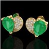 2.50 CTW Emerald & Micro Pave VS/SI Diamond Certified Earrings 10K Yellow Gold - REF-33T8X - 20073