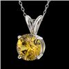 Image 2 : 1 CTW Certified Intense Yellow SI Diamond Solitaire Necklace 10K White Gold - REF-161M8F - 33190