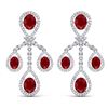 25.08 CTW Royalty Designer Ruby & VS Diamond Earrings 18K White Gold - REF-490Y9N - 38574