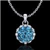 1.14 CTW Fancy Intense Blue Diamond Solitaire Art Deco Necklace 18K White Gold - REF-125F5M - 37376