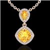 2.63 CTW Citrine & Micro VS/SI Diamond Necklace Designer Halo 10K Rose Gold - REF-47N3Y - 20541