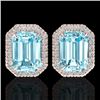 12 CTW Sky Blue Topaz And Micro Pave VS/SI Diamond Halo Earrings 14K Rose Gold - REF-67Y8N - 21218