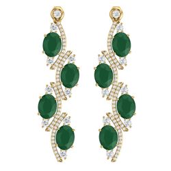 16.12 CTW Royalty Emerald & VS Diamond Earrings 18K Yellow Gold - REF-290K9R - 38978