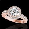 1.4 CTW H-SI/I Certified Diamond Solitaire Halo Ring 10K Rose Gold - REF-180R2K - 34343