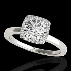 1.15 CTW H-SI/I Certified Diamond Solitaire Halo Ring 10K White Gold - REF-163W5H - 33400
