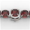 35 CTW Garnet & Micro VS/SI Diamond Halo Designer Bracelet 14K White Gold - REF-134M2F - 23309