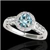 1.55 CTW SI Certified Fancy Blue Diamond Solitaire Halo Ring 10K White Gold - REF-180X2T - 34365