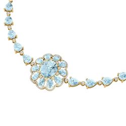 75.99 CTW Royalty Sky Topaz & VS Diamond Necklace 18K Yellow Gold - REF-472M8F - 39179