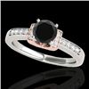 1.11 CTW Certified Vs Black Diamond Solitaire Ring Two Tone 10K White & Rose Gold - REF-45Y5N - 3483