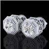 1.07 CTW VS/SI Diamond Solitaire Art Deco Stud Earrings 18K White Gold - REF-190X9T - 37094