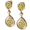 Image 2 : 3.9 CTW Fancy Yellow SI Diamond Earrings 18K Yellow Gold - REF-336M4F - 39119