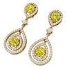 Image 5 : 3.9 CTW Fancy Yellow SI Diamond Earrings 18K Yellow Gold - REF-336M4F - 39119