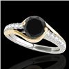 1.25 CTW Certified Vs Black Diamond Solitaire Ring Two Tone 10K White & Yellow Gold - REF-62W9H - 35
