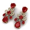 Image 5 : 58.73 CTW Royalty Designer Ruby & VS Diamond Earrings 18K Yellow Gold - REF-636H4W - 38675