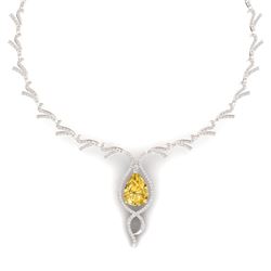 23.02 CTW Royalty Canary Citrine & VS Diamond Necklace 18K Rose Gold - REF-800M2F - 39508