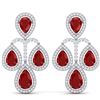 Image 1 : 29.23 CTW Royalty Designer Ruby & VS Diamond Earrings 18K White Gold - REF-509F3M - 39363