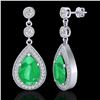 Image 2 : 6 CTW Emerald & Micro Pave VS/SI Diamond Earrings Designer 18K White Gold - REF-93M8F - 23115