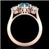 Image 4 : 1.51 CTW Intense Blue Diamond Solitaire Art Deco 3 Stone Ring 18K Rose Gold - REF-236H4W - 38084