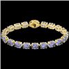 Image 2 : 19.25 CTW Tanzanite & VS/SI Diamond Eternity Micro Halo Bracelet 14K Yellow Gold - REF-180Y2N - 4024