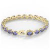 Image 4 : 19.25 CTW Tanzanite & VS/SI Diamond Eternity Micro Halo Bracelet 14K Yellow Gold - REF-180Y2N - 4024