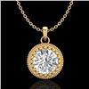 1 CTW VS/SI Diamond Solitaire Art Deco Necklace 18K Yellow Gold - REF-292N5Y - 36892