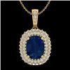 3.15 CTW Sapphire & Micro Pave VS/SI Diamond Halo Necklace 18K Yellow Gold - REF-90H9W - 20420