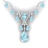 39.14 CTW Royalty Sky Topaz & VS Diamond Necklace 18K White Gold - REF-618N2Y - 38598