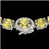 72 CTW Citrine & VS/SI Diamond Tennis Micro Pave Halo Necklace 14K White Gold - REF-281Y8N - 23455