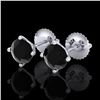 1.5 CTW Fancy Black Diamond Solitaire Art Deco Stud Earrings 18K White Gold - REF-60M2F - 38234