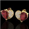 2.50 CTW Garnet & Micro Pave VS/SI Diamond Certified Earrings 10K Yellow Gold - REF-30X2T - 20076