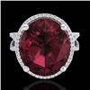 10 CTW Garnet & Micro Pave VS/SI Diamond Certified Halo Ring 18K White Gold - REF-80R2K - 20963