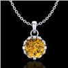 0.85 CTW Intense Fancy Yellow Diamond Art Deco Stud Necklace 18K White Gold - REF-109F3M - 37371