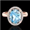 3 CTW Sky Blue Topaz & Micro Pave VS/SI Diamond Ring Halo 14K Rose Gold - REF-37H5W - 21097