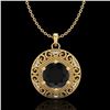 1.11 CTW Fancy Black Diamond Solitaire Art Deco Stud Necklace 18K Yellow Gold - REF-87R3K - 37564