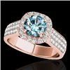 1.8 CTW SI Certified Fancy Blue Diamond Solitaire Halo Ring 10K Rose Gold - REF-209M3F - 34066
