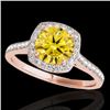 1.4 CTW Certified Si Fancy Intense Yellow Diamond Solitaire Halo Ring 10K Rose Gold - REF-166F4M - 3