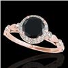 1.25 CTW Certified Vs Black Diamond Solitaire Halo Ring 10K Rose Gold - REF-55X5T - 33620