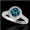 1.93 CTW SI Certified Fancy Blue Diamond Solitaire Halo Ring 10K White Gold - REF-254W5H - 33522
